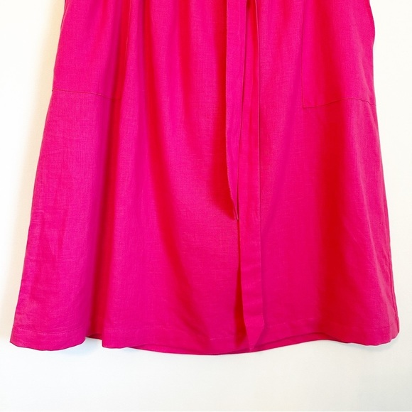 SOLD!  J Crew Pull-On Bow Midi Skirt Linen Blend Wild Berry Pink Pockets Large - Picture 6 of 16
